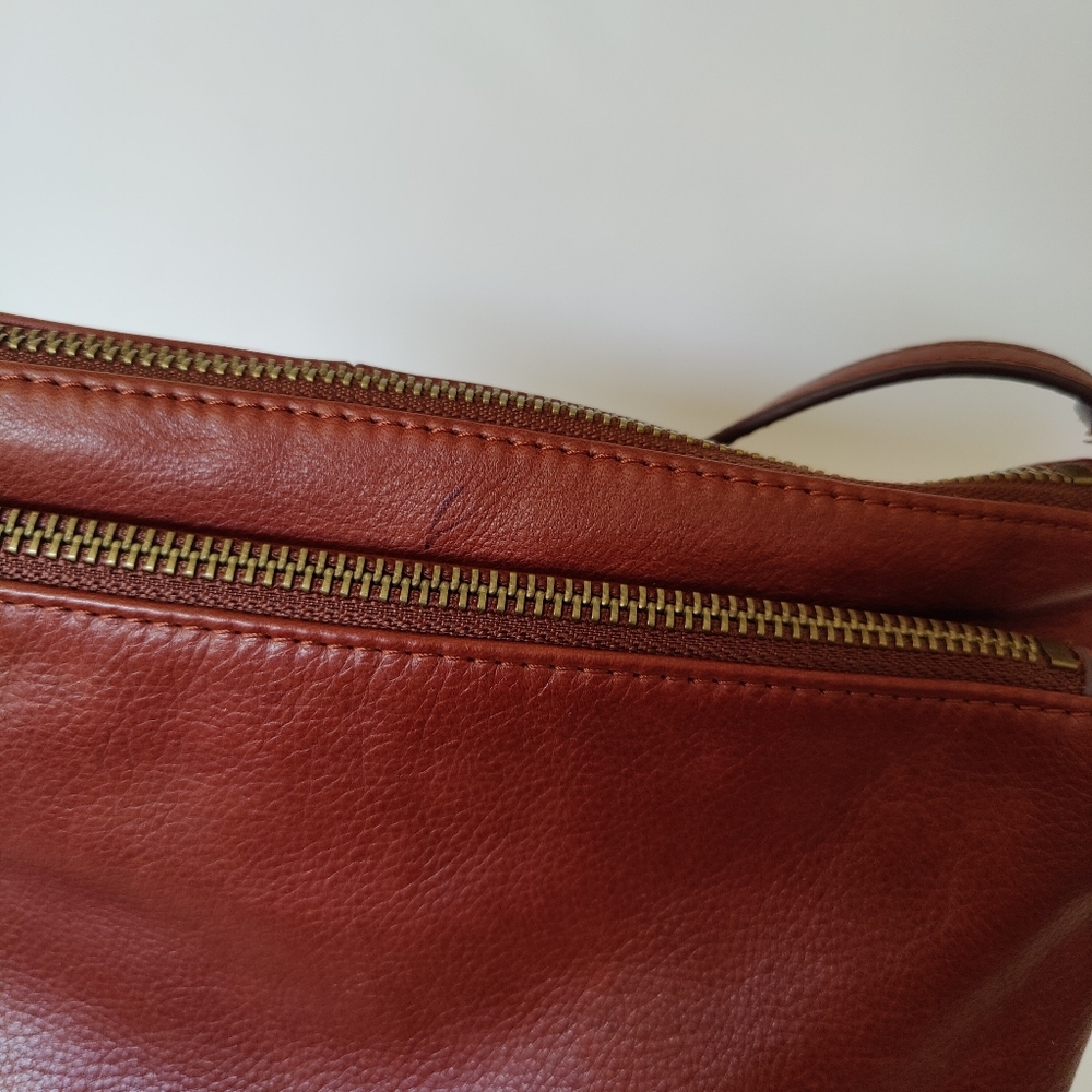 Margot Double Zip in Brandy Crossbody - Picture 3 of 9